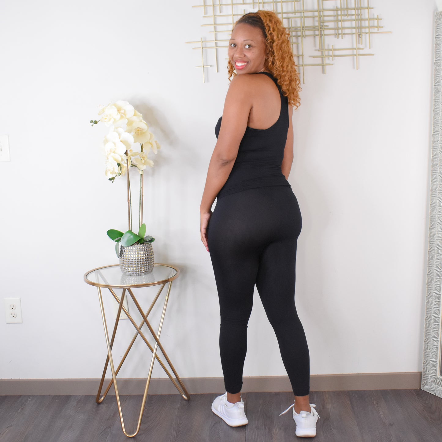 Totally Ribbed  | Seamless Tank Top and Legging Set - Black