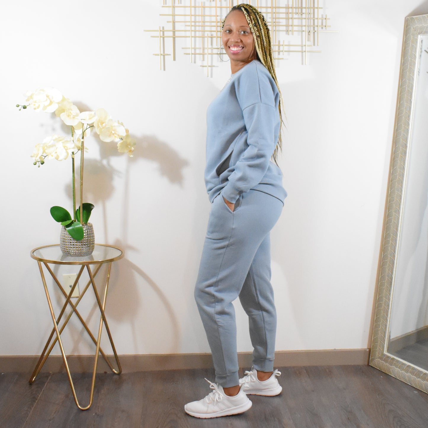 Make You Sweat  | Sweat Pant Set - Blue Grey